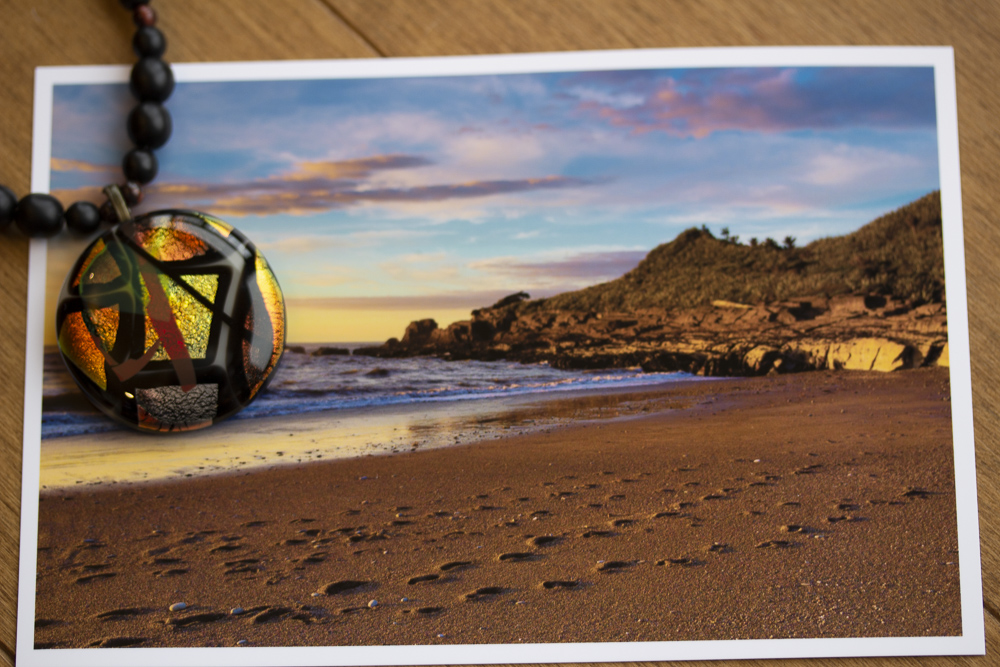 Punakaiki beach brown and gold pendant