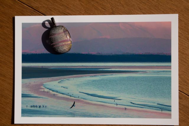 Beach sunset pink and grey pendant