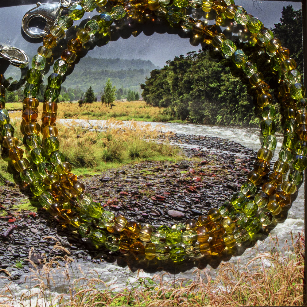 Green and multi-coloured mask lanyard