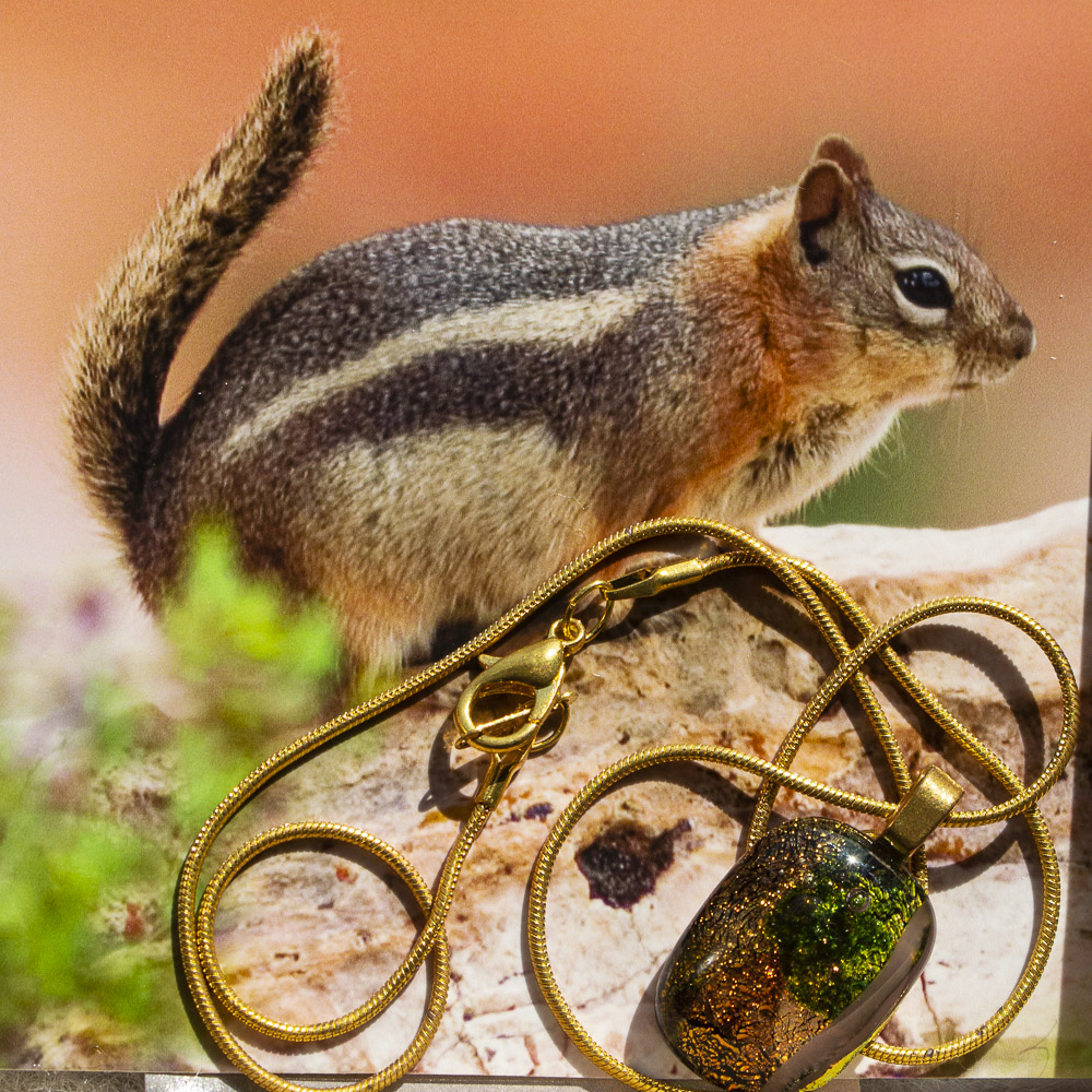 Squirrel and orange pandant