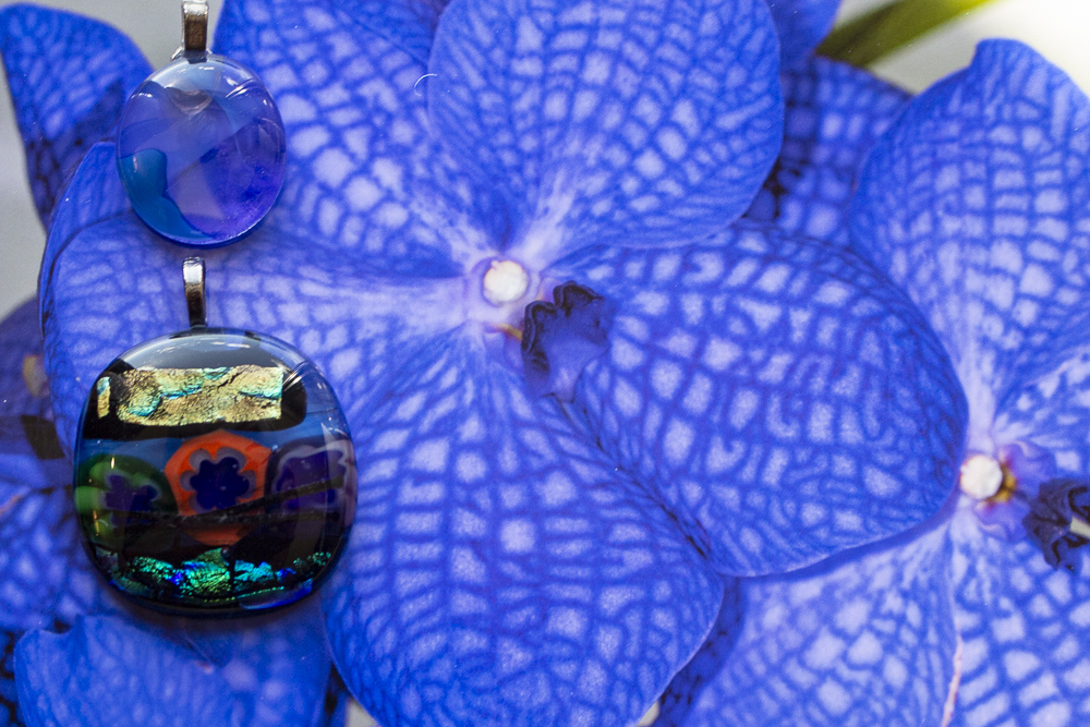 Purple floral double pendants